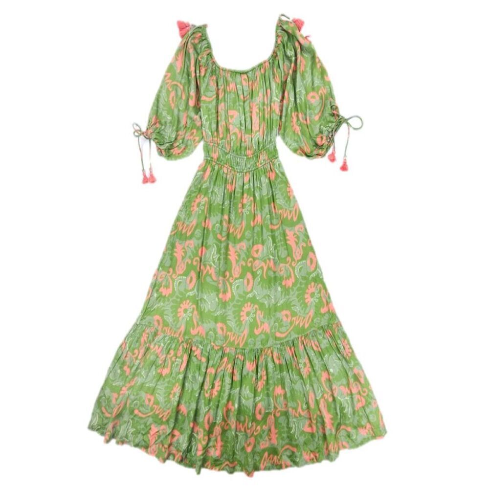 CLEOBELLA Daniella Maxi Dress Tropical Block Print Romantic Boho Resort